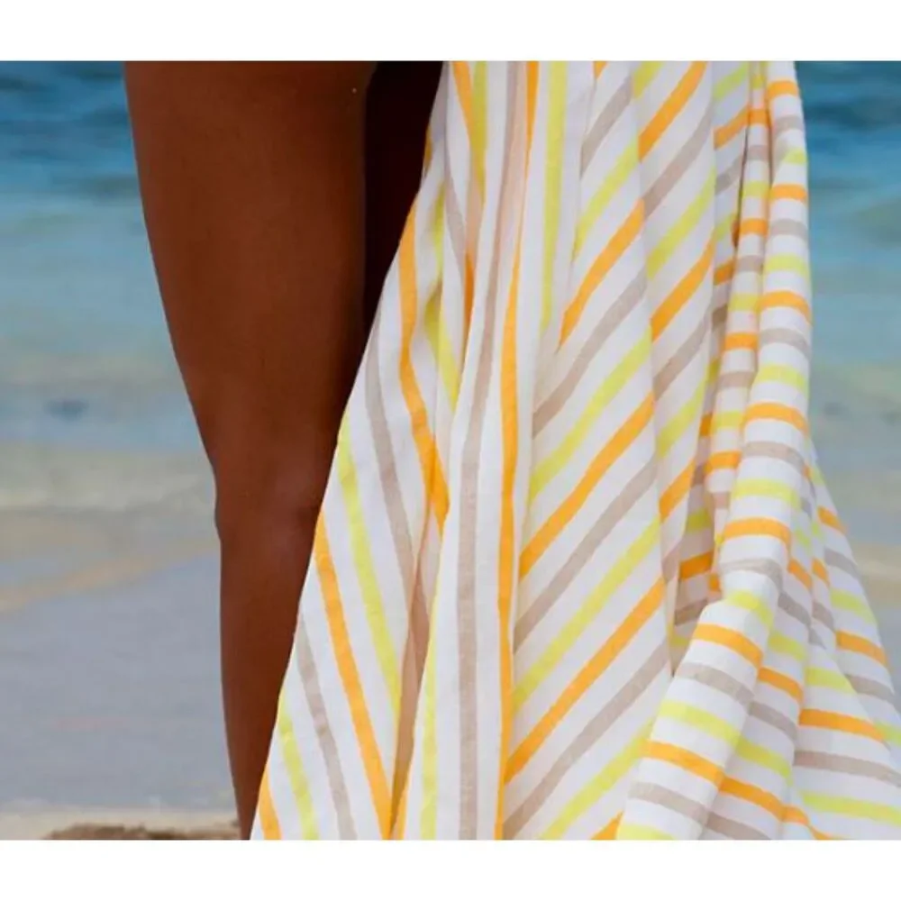 Las Bayadas Veronica Beard La Alma Towel Yelllow Combo Beach Towel NWT $46